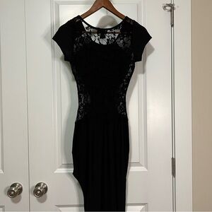 Chic Asymmetrical Black Lace Dress